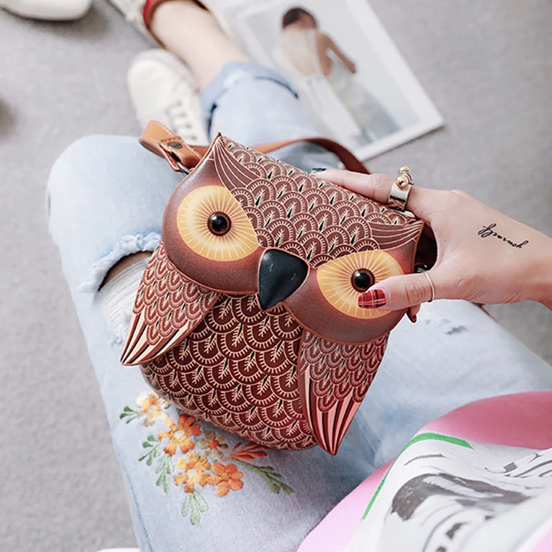 Японская забавная kawaii необычная Сова Детская сумка для девочек мультфильм животных PU Рюкзак напечатаны маленькая простая под мобильный телефон сумка портмоне