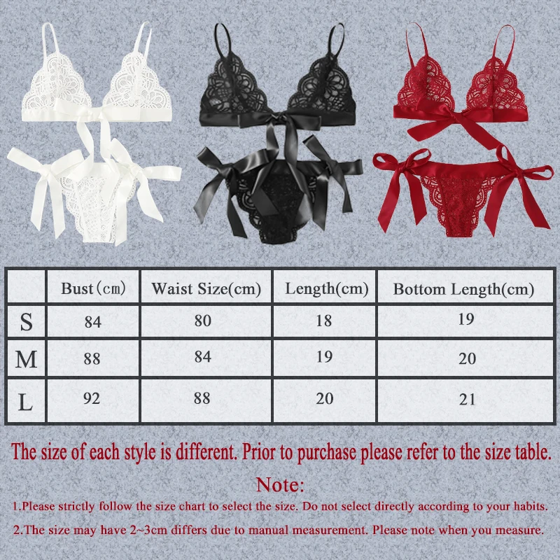

Hot Red Harness Appliques Bow Sexy Lingerie Set Lace Transparent Bra And Panty Set Women Intimates 2020 Black Underwear Bra Set