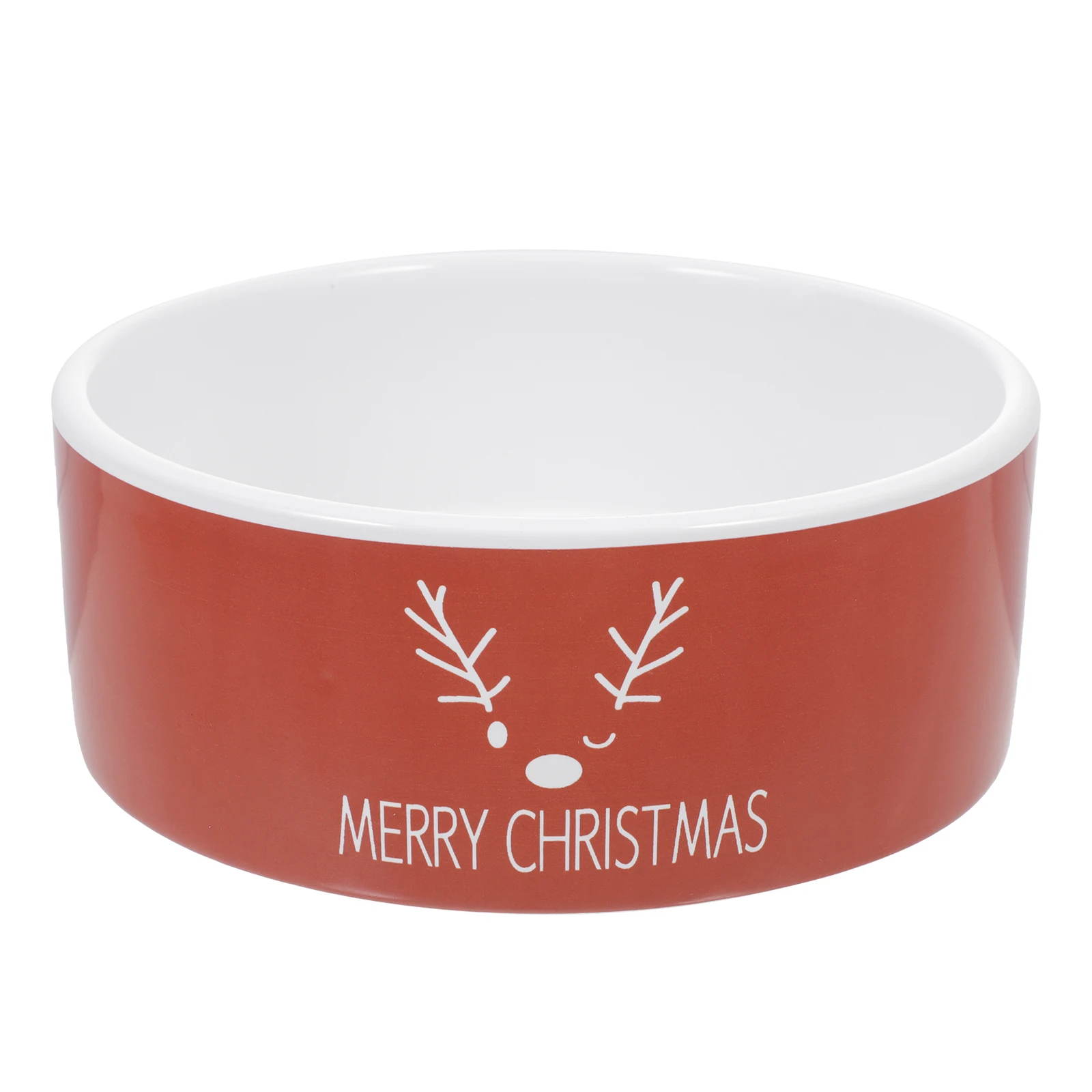 

1Pc Christmas Series Elk Pattern Bowl Lovely Ceramic Pet Food Container