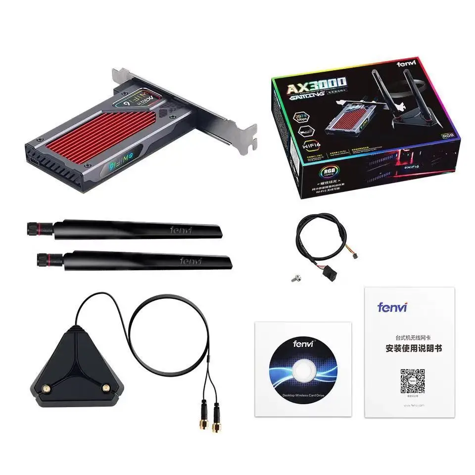 Сетевая карта Wi-Fi Fenvi 6e Intel AX210 PCIe Bluetooth 5 2 AX210NGW 4 ГГц/5G ГГц RGB AX200 BT5.1 802.11ax | Компьютеры