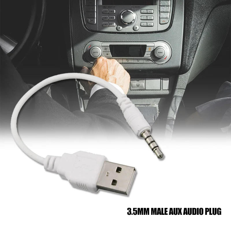 Кабель-переходник со штекером AUX 3 5 мм на USB 2 0 для Apple Ipod MP3 аудиокабель KQS8 |