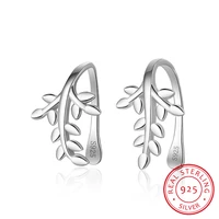 high quality 100 925 sterling silver simple tree leaves ears clip for women vintage sterling silver jewelry gift