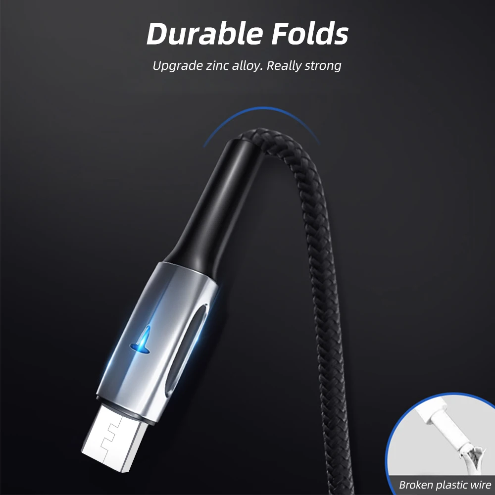 Кабель ANKNDO USB для быстрой зарядки 3 А Тип C Micro зарядный кабель телефонный Samsung OPPO |