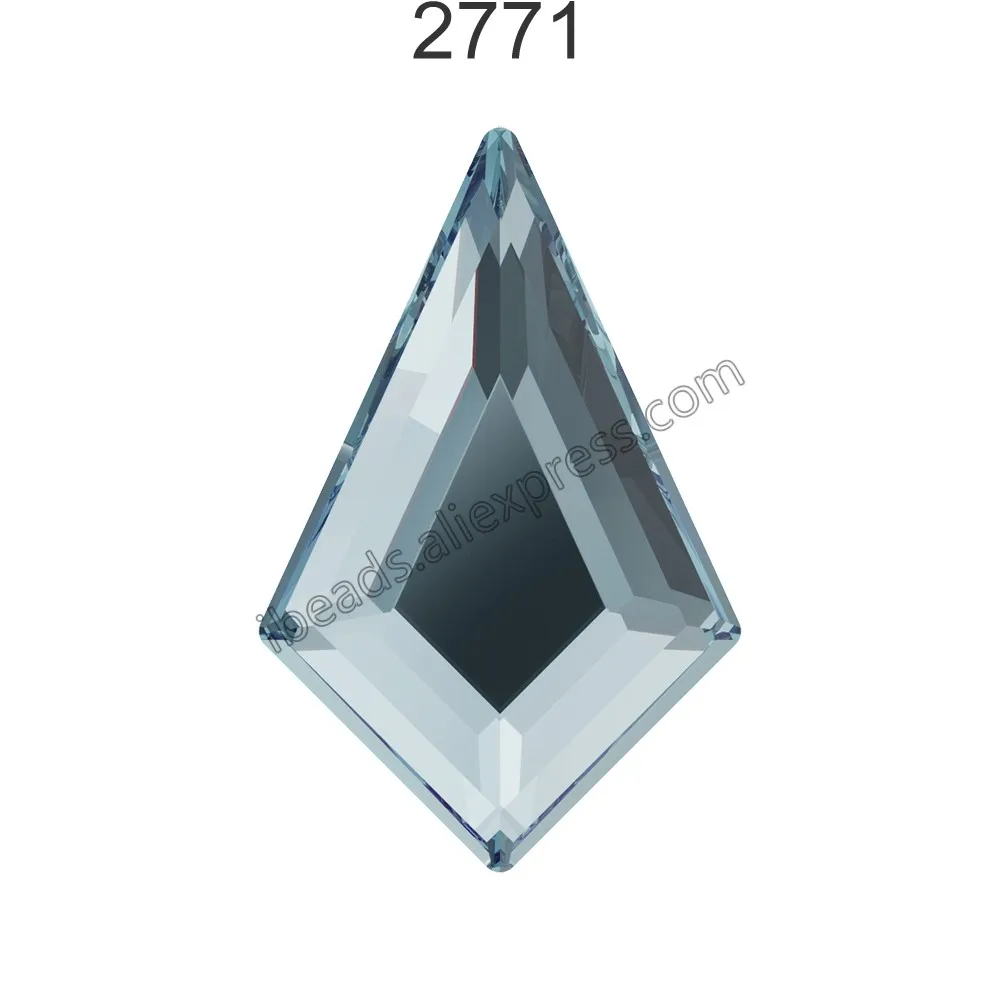 2 шт.) оригинальные стразы Swarovski 2771 Kite с плоской задней поверхностью, Стразы без горячей фиксации для дизайна ногтей - Цвет: Aquamarine 202 F
