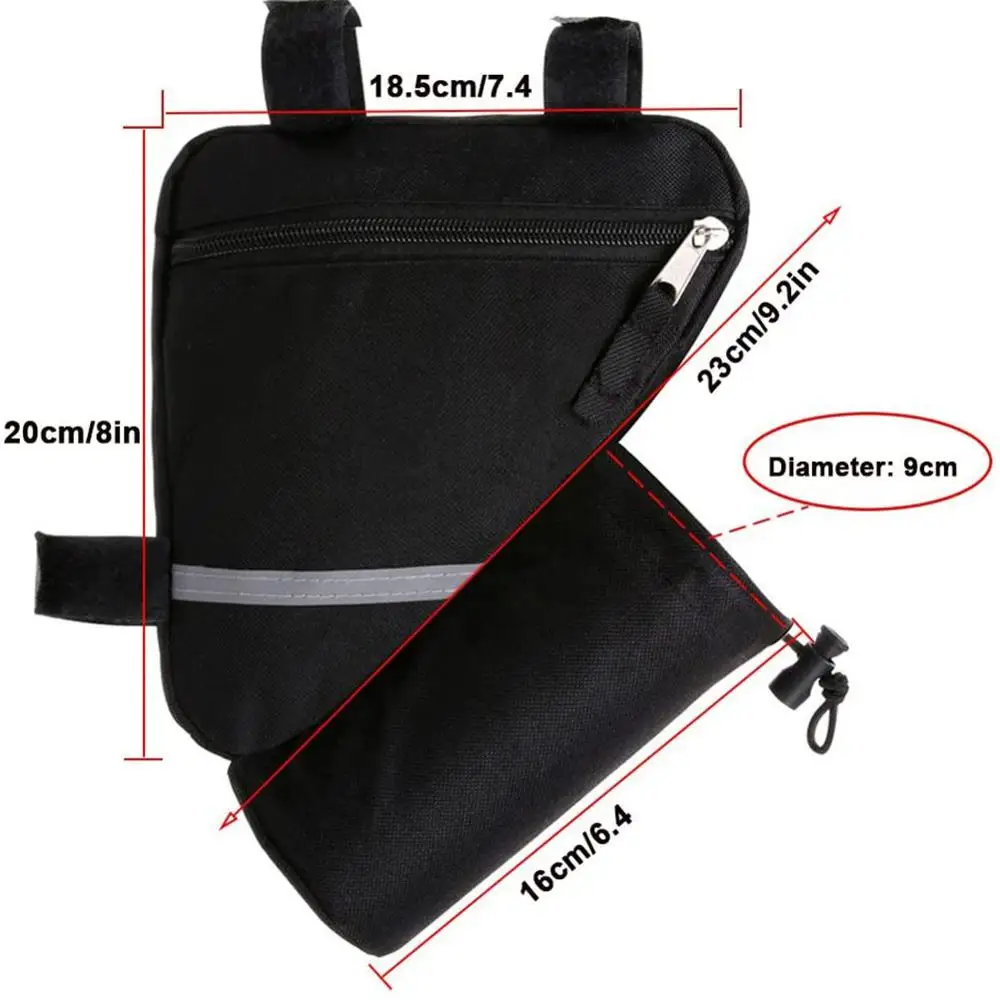 Велосипедная сумка с треугольной рамой молнией и держателем для бутылки воды под