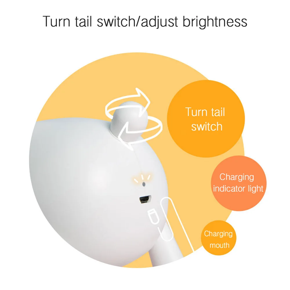 Силиконовый чехол с принтом олень поворотный ночной Светильник для детей хвост