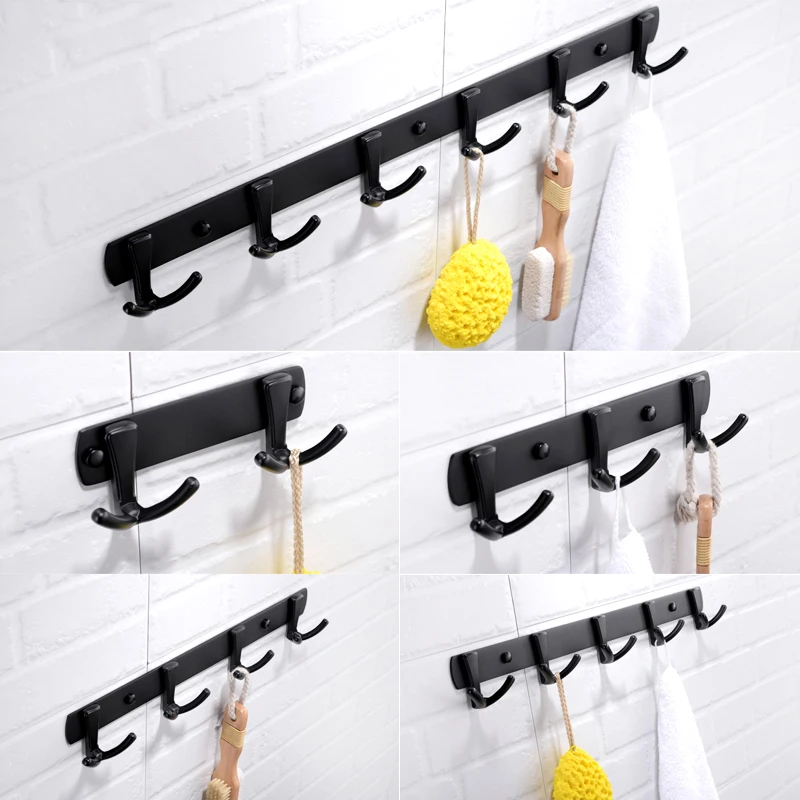 Крючок для полотенец настенное крепление латунь черная отделка ванной комнаты