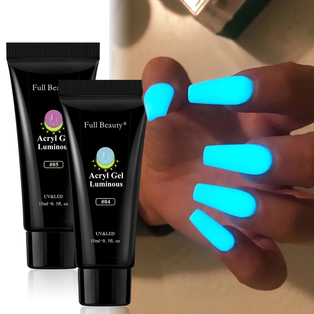 

15ml Luminous Acrygel For Nail Glowing In Dark Gel For Extension Quick Building Reflective Varnishes Nail Art Manicure