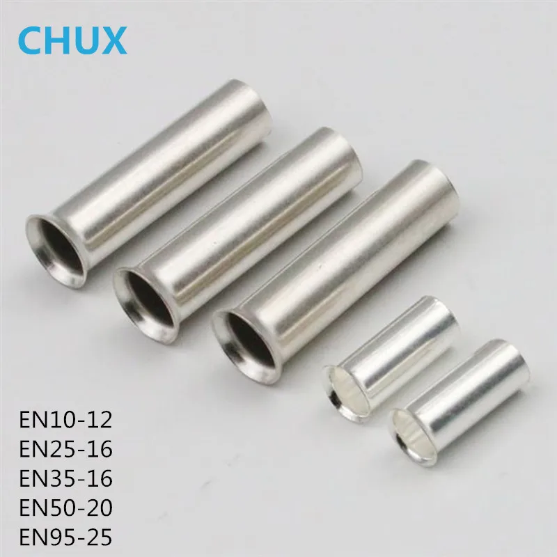 Non-Insulated Cord Pin End Terminal EN10-12 EN25-16 EN35-16 EN50-20 EN95-25 500PCS Bare Copper Ferrules Wire Crimmp Connector