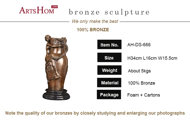 Bronze casting home decoration lady with vase statue sculpture for sale