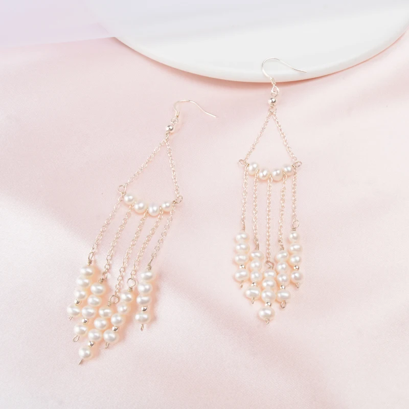 Женские серьги кисточки ASHIQI длинные из настоящего серебра 925 пробы с натуральным