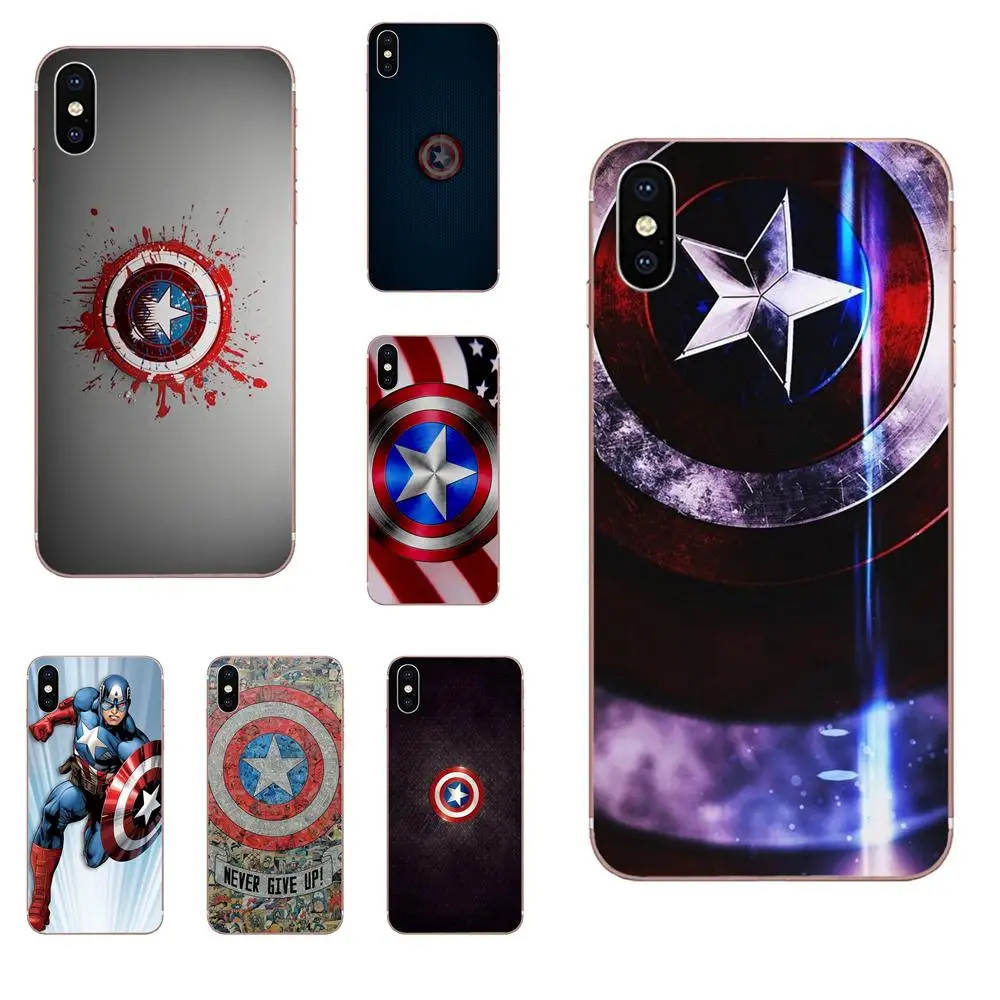 Для Apple iPhone 4 4S 5 5C 5S SE 6 6S 7 8 Plus X XS Max XR мягкий чехол супергерой Капитан Америка