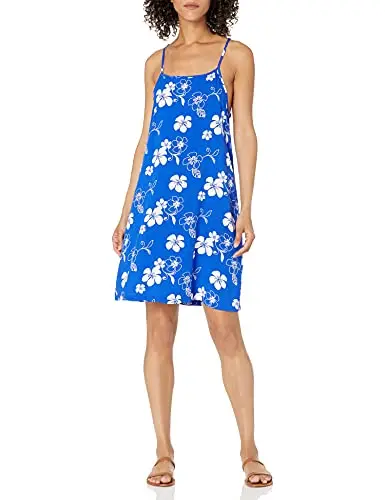 

Women's Tropical Hawaiian Print Lightweight Spaghetti Strap Shift Dress