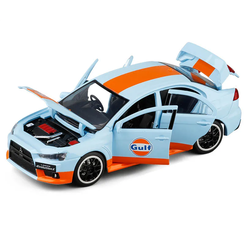 Модель игрушечного автомобиля Lancer EVO X 10 с изображением масла в заливе модель со