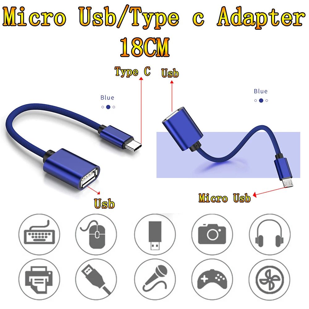 

Type-C USB OTG Adapter Cablefor Samsung USB Female To Micro USB Male Converter for Android for IPhone for Laptop OTG Function