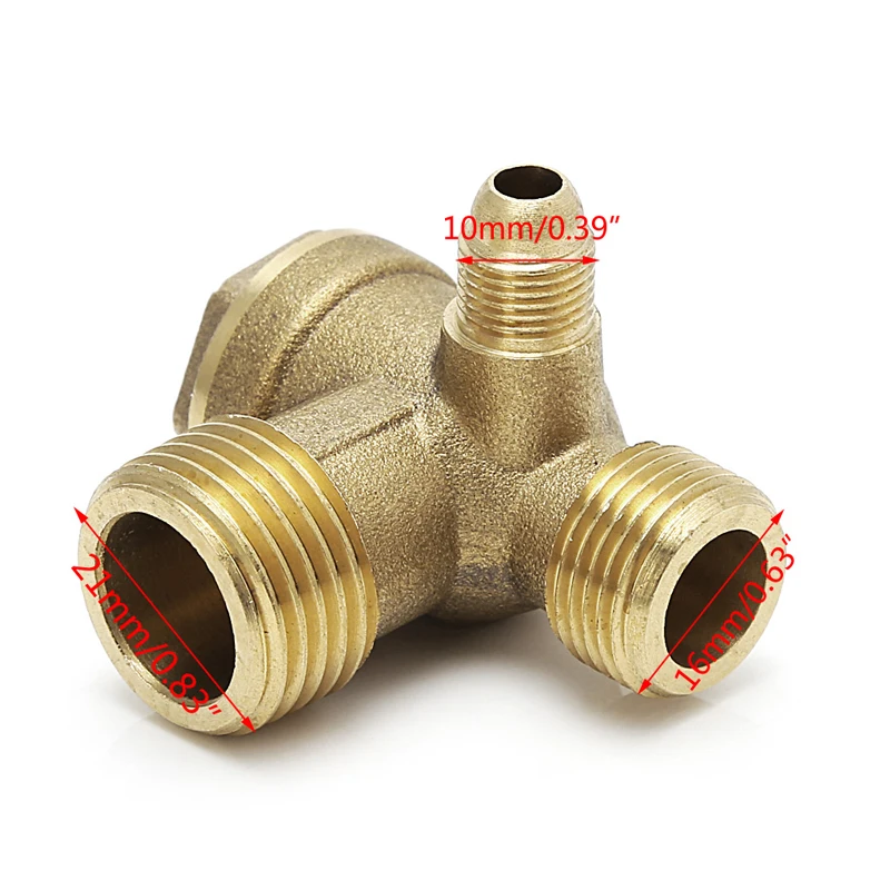

Male Thread 3 Way Metal Air Compressor Check Valve Gold Tone
