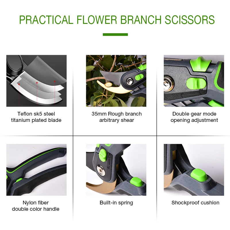 

DTBD Professional Pruning Shears Titanium Secateurs Bypass Pruner Hand Gardening Plant Scissor Branch Trimmer Tools Picking Tool
