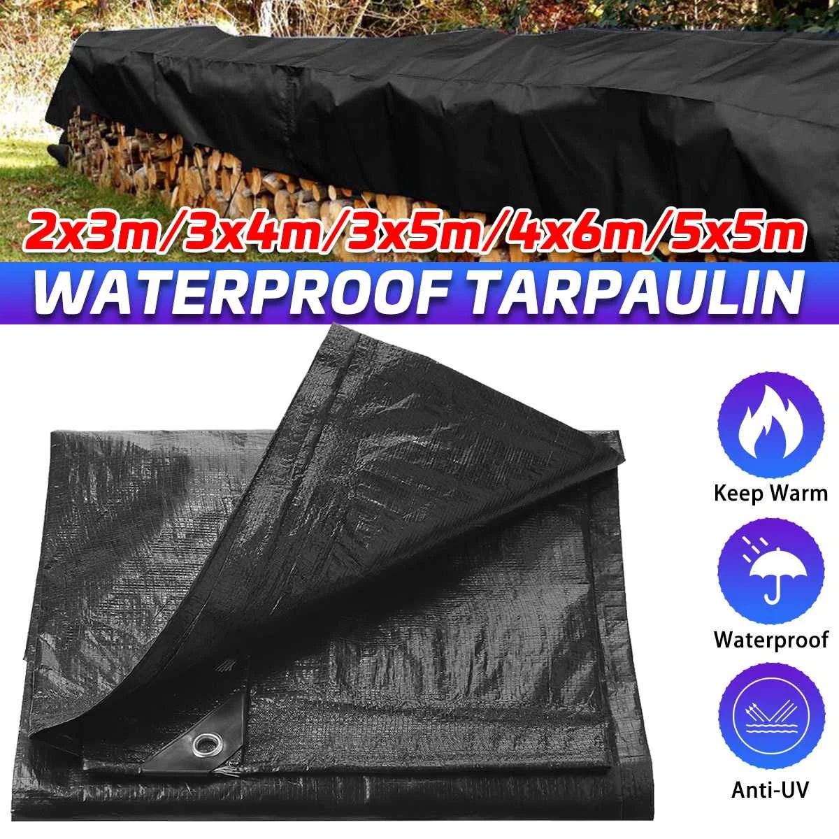 

5x5M PE Tarpaulin Rainproof Cloth Outdoor Garden Plant Shed Boat Car Truck Canopys Waterproof Shading Sail Pet Dog House Cover