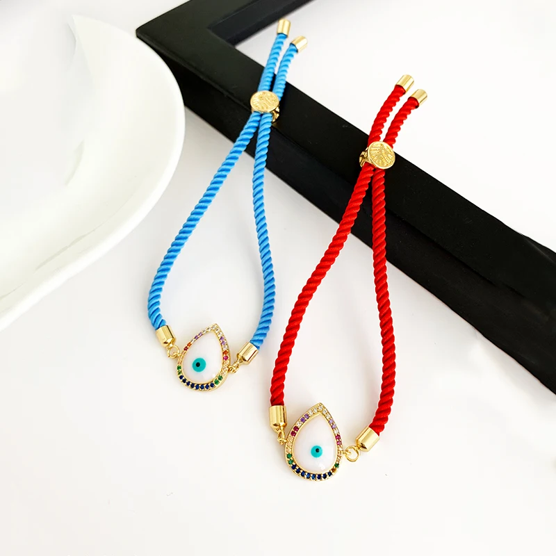 Лаки синий циркон сглаза браслет Femme Серебро Золото Цвет медь звено цепи браслеты