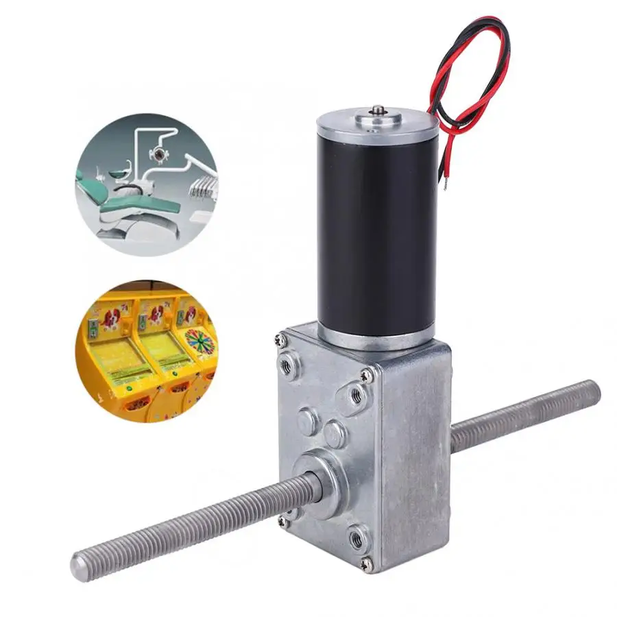 24V червячный мотор-редуктор с двойным валом металлический редукционный ящик