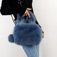 2020 genuine imported all skin fox fur single shoulder bag leather shoulder stylish girl bag 100 real fur wrist bags