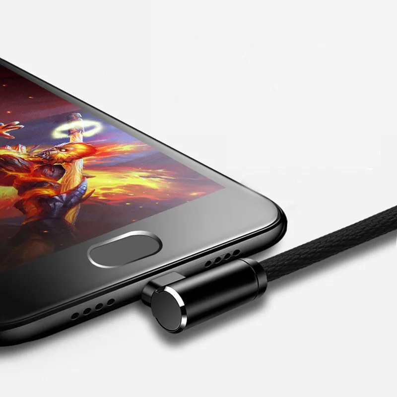 90 градусов локоть USB Type C кабель для Samsung S9 S8 Быстрая зарядка Huawei P30 Pro Xiaomi Redmi Note