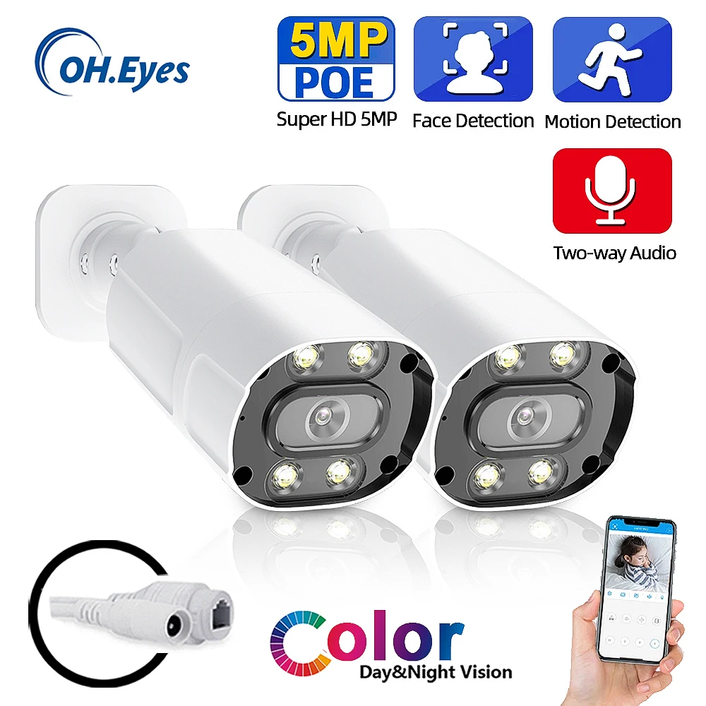 

OH.EYES Full Color Night Camera IP Full Color Bullet Color full HD 5MP Network Security CCTV PoE H.265 surveillance camera