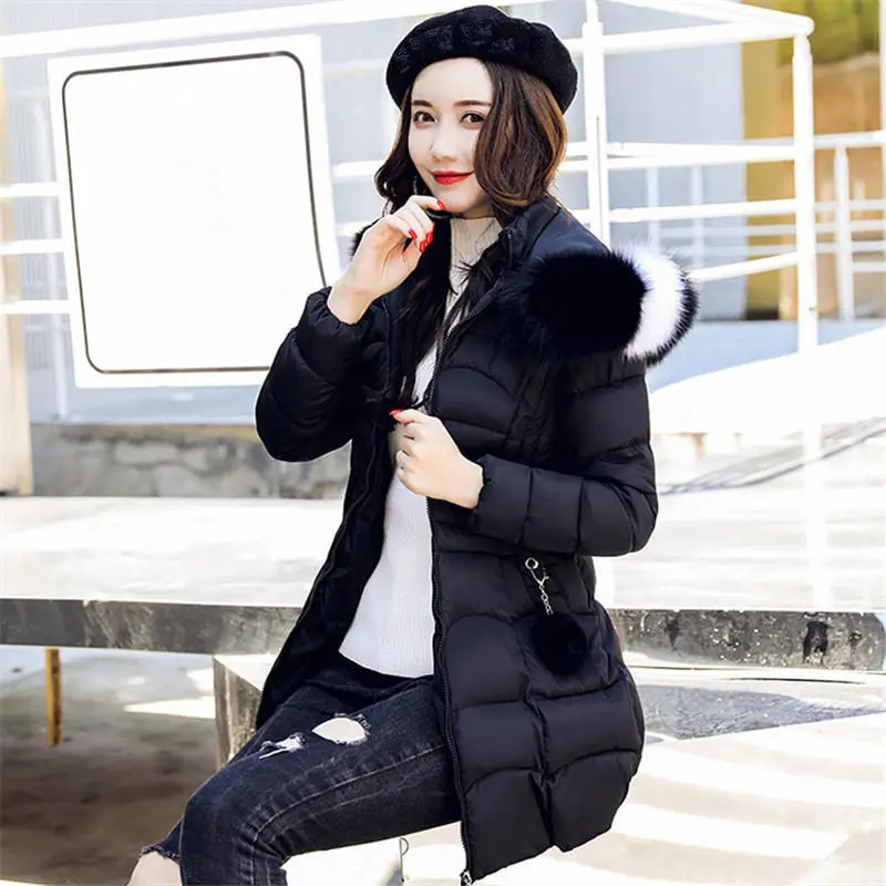 

New Down Cotton Coat Female Padded Large Size 3XL Student Winter Woman Parkas Overcoats Hooded Warm Thicken Woman Jacket Q3086