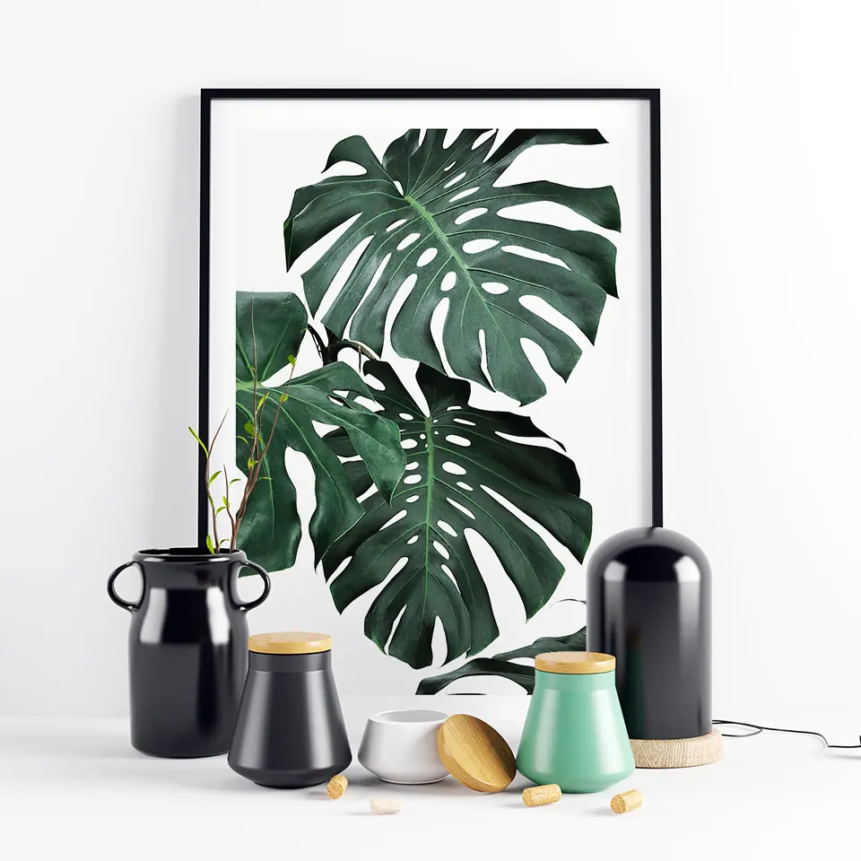 Постер Monstera Картина на холсте с растениями цветами листьями настенные картины в