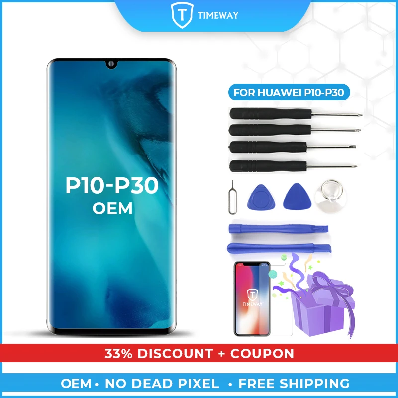 

100% протестированный высококачественный дисплей для Huawei P30 P20 P10 P9 P8, ЖК-дисплей с сенсорным экраном в сборе, запасные части для Huawei, Черный OEM