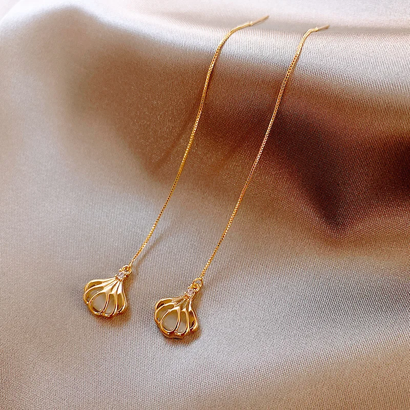 

Unique Line Long Drop Dangle Tassel Earrings For Women Gold Color Jewelry Charm Thin Chain Threader Earrings HotSale