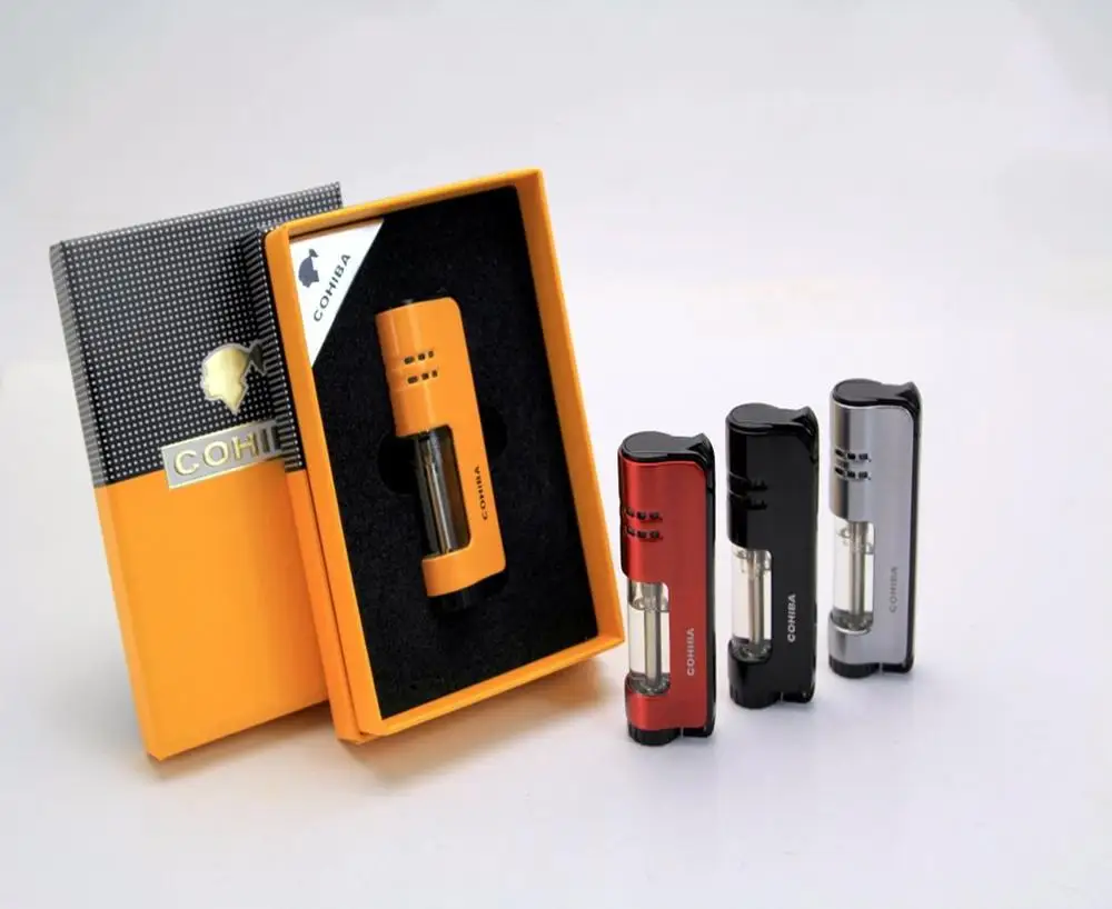 cohiba windproof powerful triple torch lighter bbq jet gas cigar lighter turbo metal kitchen cigar spray gun outdoor gadgets man free global shipping