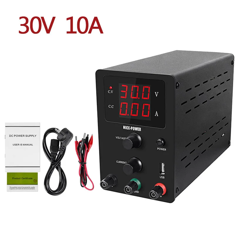 Новый Регулируемый цифровой мини источник питания постоянного тока 30 в 10 А