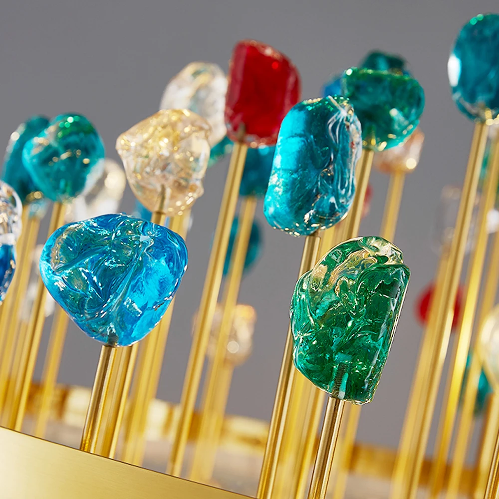 

New Rectangular Dining Room Chandelier Art Deco Lighting Colorful glass foyer lights AC110V 220V