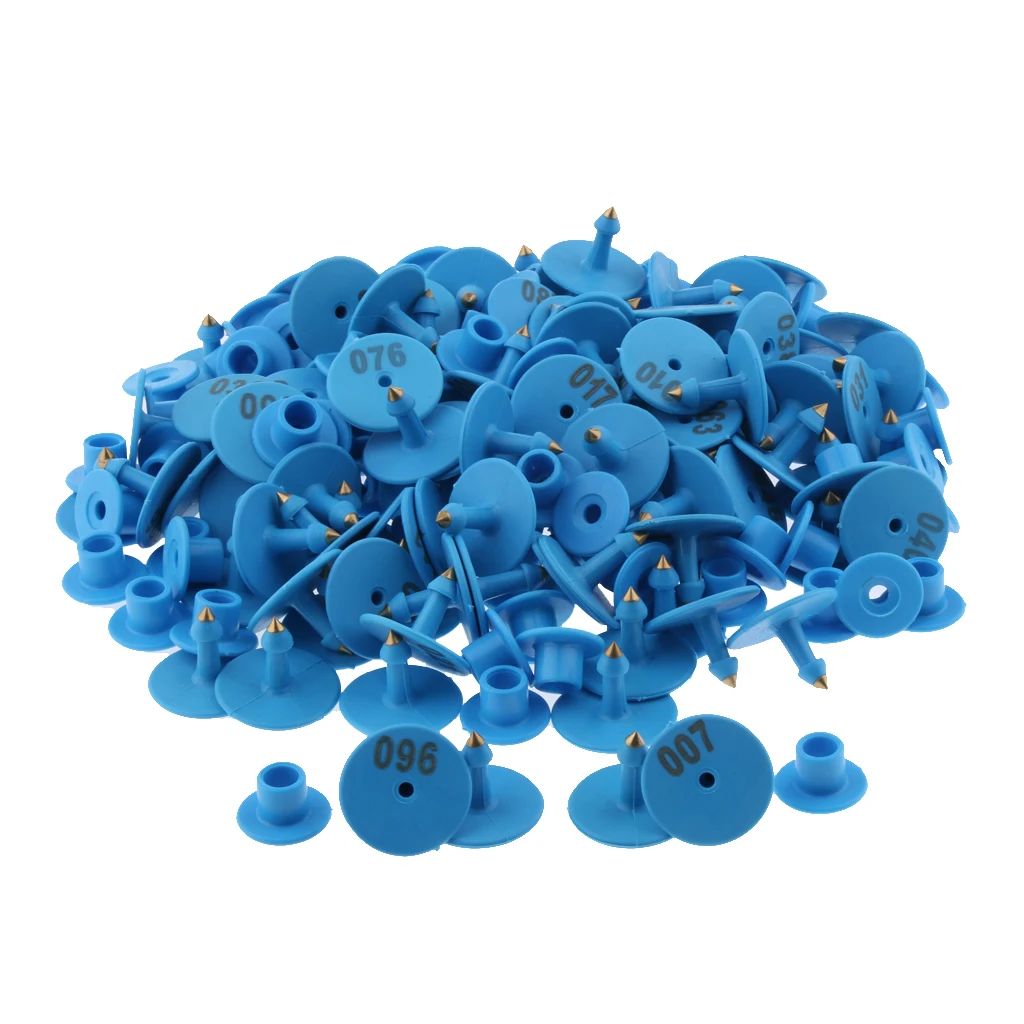 100xNumbered Identification Ear Tag for Pig Sheep Cow Blue 001 to 100 | Дом и сад