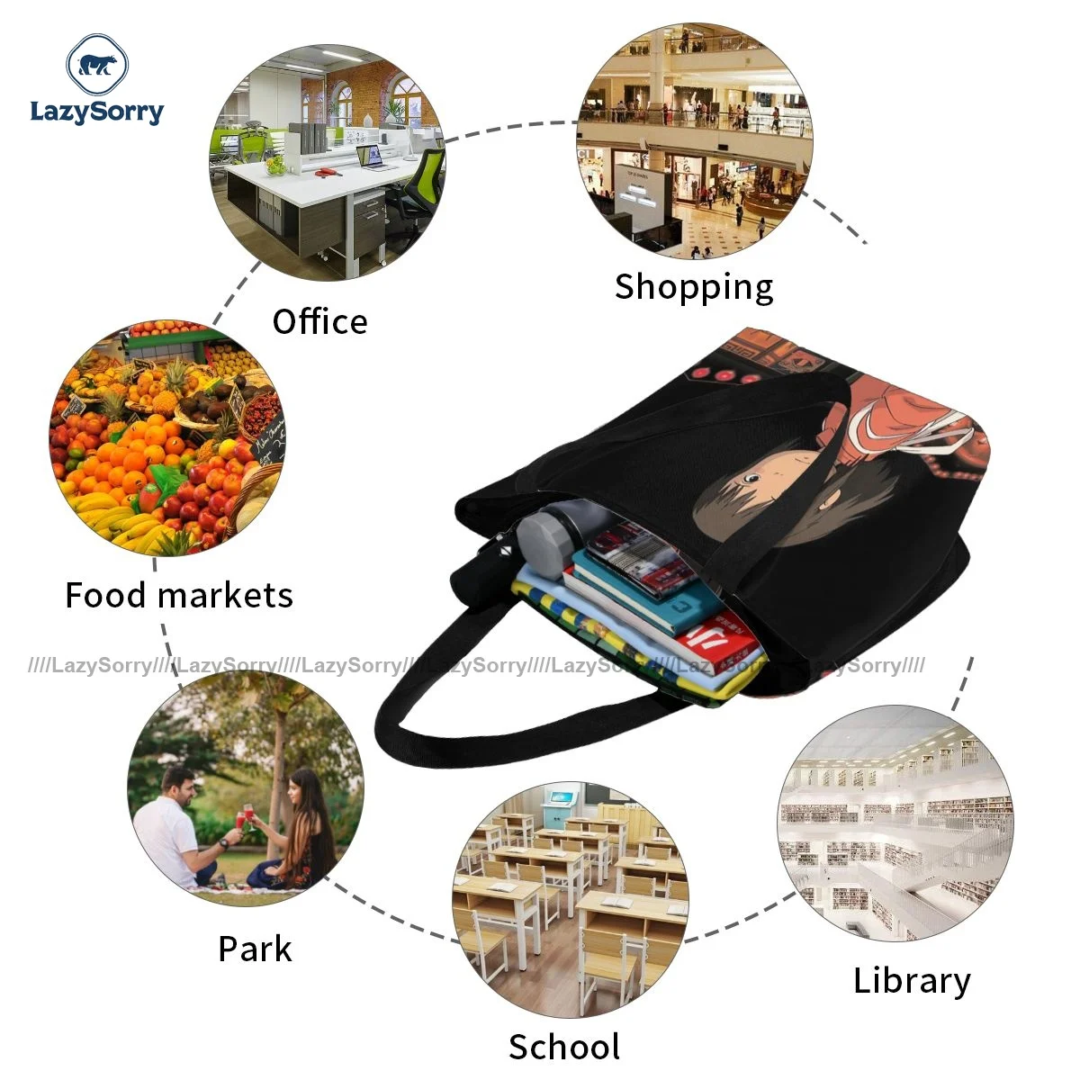 

Spirited Away Shopping Bag Woman Gifts Handbags Vintage Polyester Travel Bags