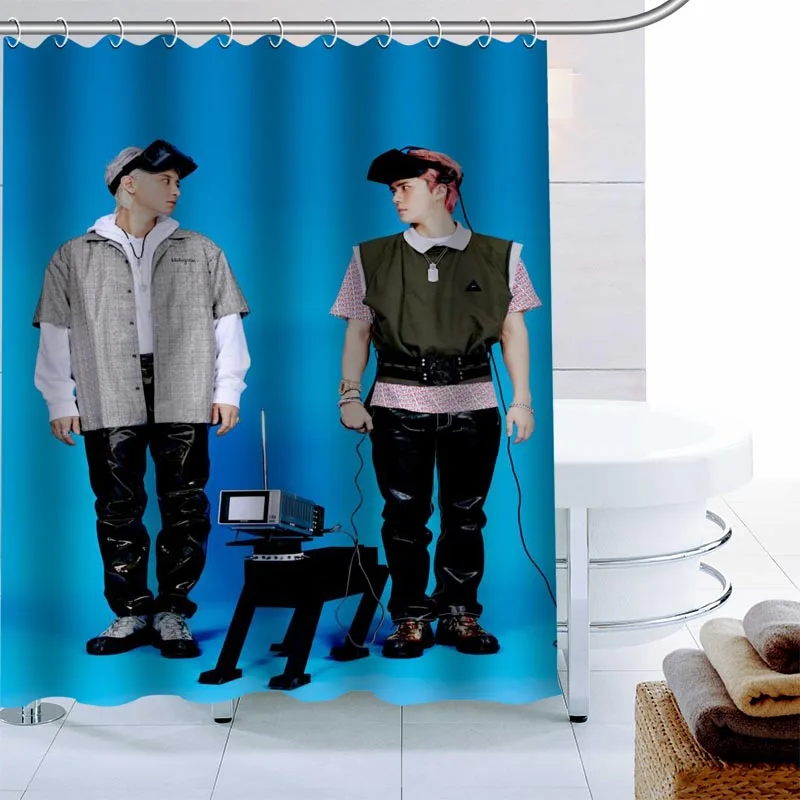 Занавеска для душа Kpop Exo 12 крючков ткань из полиэстера 3D-печать водонепроницаемая