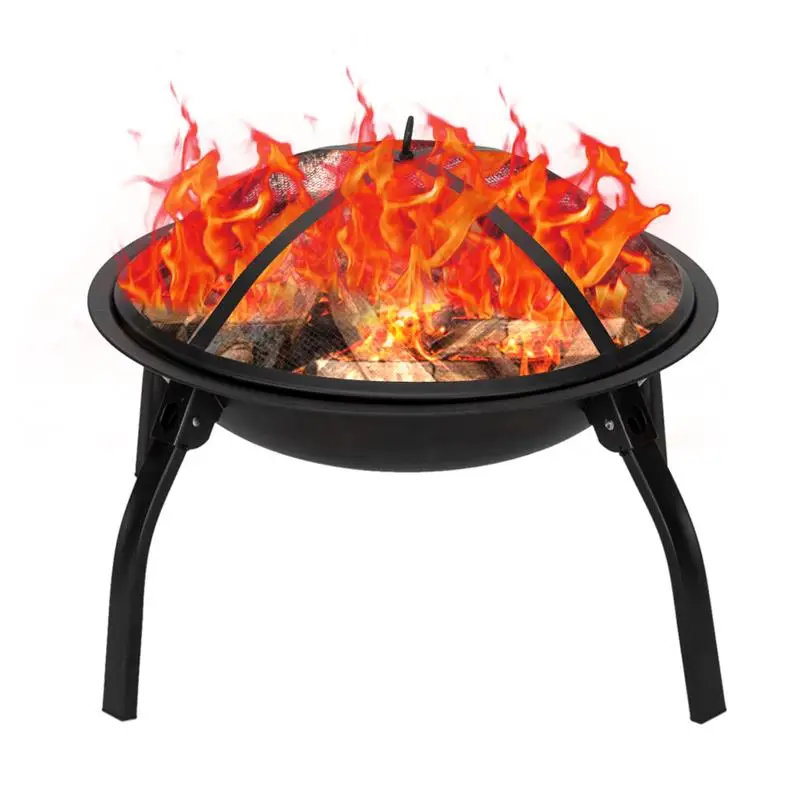 

BBQ Grill Outdoor Wood Burning Fire Pit Stove Garden Patio Wood Log Barbecue Grill Net Set Cooking Tools Camping Brazier Stove