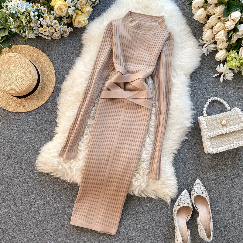 LUOSHA для женщин весна осень с длинным рукавом вязаный полосатый крест накрест