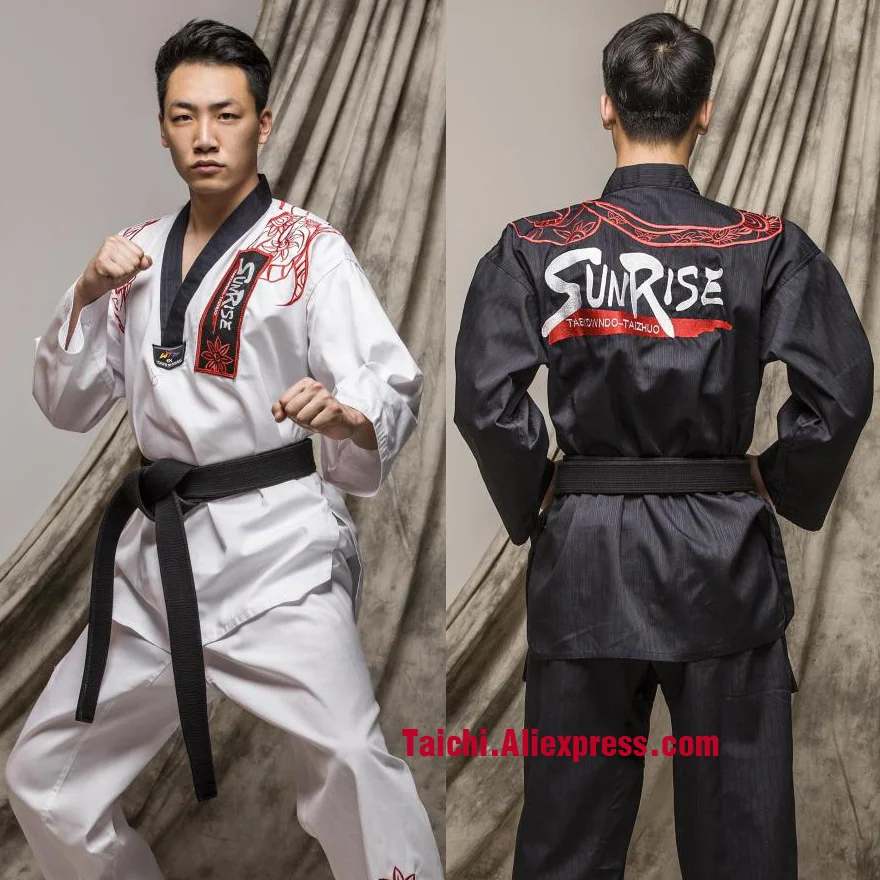 

Martial Arts TKD Tae Kwon Do Korea V-neck Taekwondo Dobok For Poomsae & Training,WTF Uniform,160-190cm,black And White