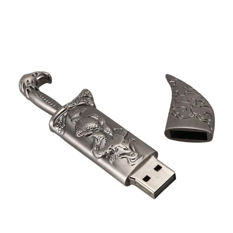 Металлический флеш-накопитель USB 2 0 с памятью в виде модели меча черный 16 ГБ |