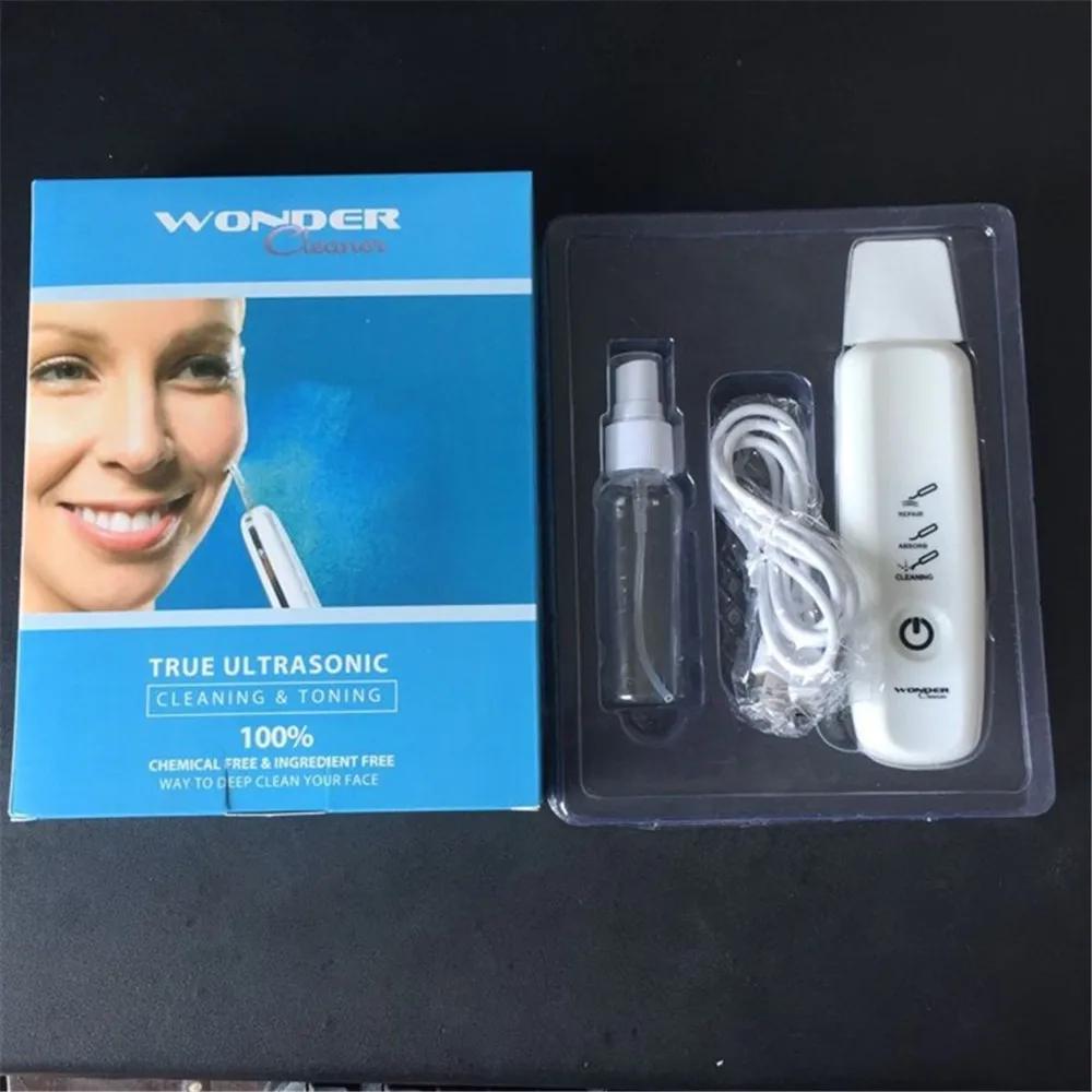 Ультразвуковой массажер для лица удаления угрей акне вибрация пилинг лопата