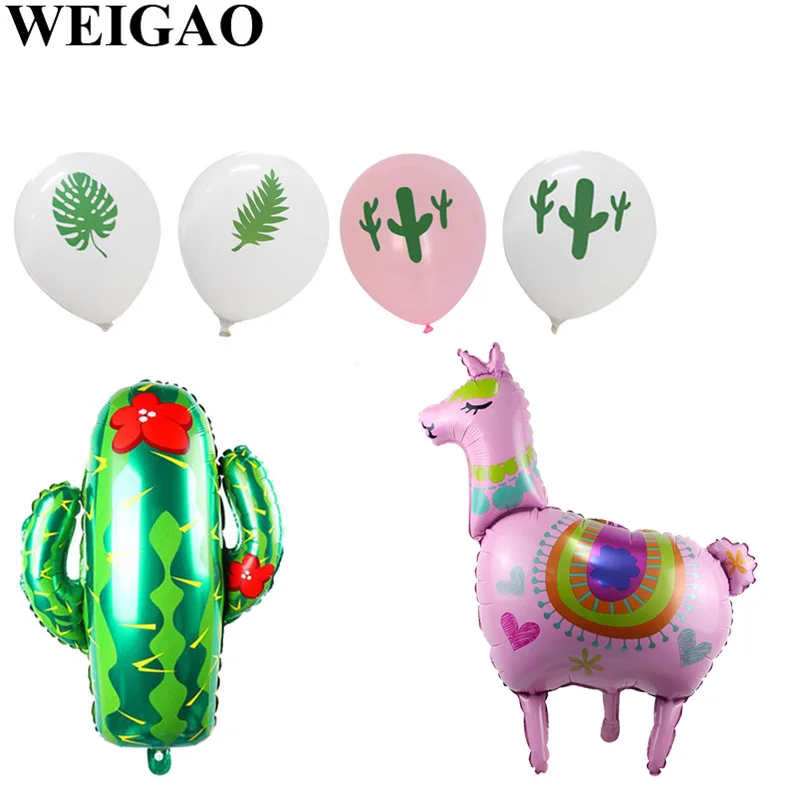 WEIGAO Cactus Theme Party Balloons Llama Animal Foil Balloons Kids Happy Birthday Toys Alpaca Cactus Balloons Inflatable Gifts