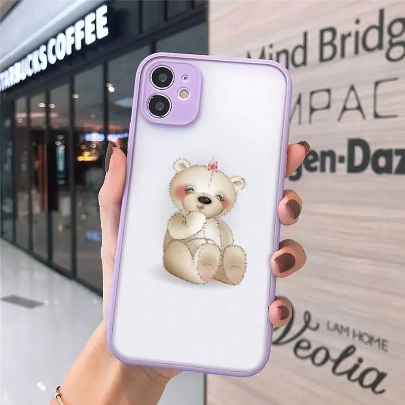 

Teddy Bear Phone Case matte transparent For iphone 7 8 11 12 plus mini x xs xr pro max cover