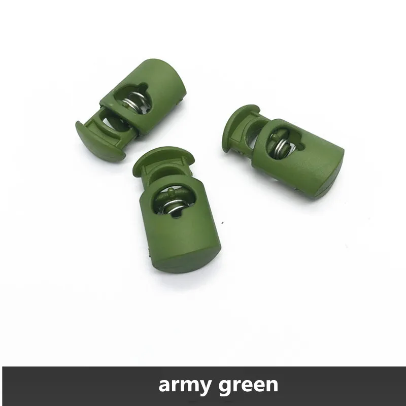 army green 20 шт. Высококачественная пластиковая пробка с одним отверстием, замок для шнура, затягивающий пружинный шнур, концевые пряжки, аксессуары для установки одежды DIY - Цвет: army green