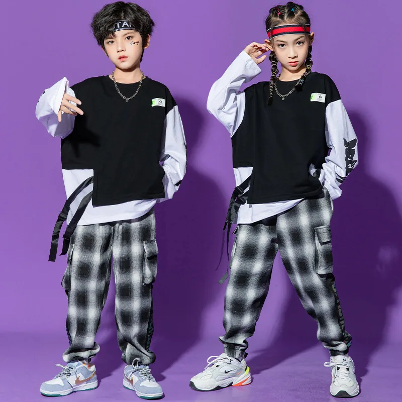 

Детские комплекты, футболка и штаны, Детская уличная одежда для мальчиков и девочек, модный костюм для джазовых танцев в стиле хип-хоп, Спорт...