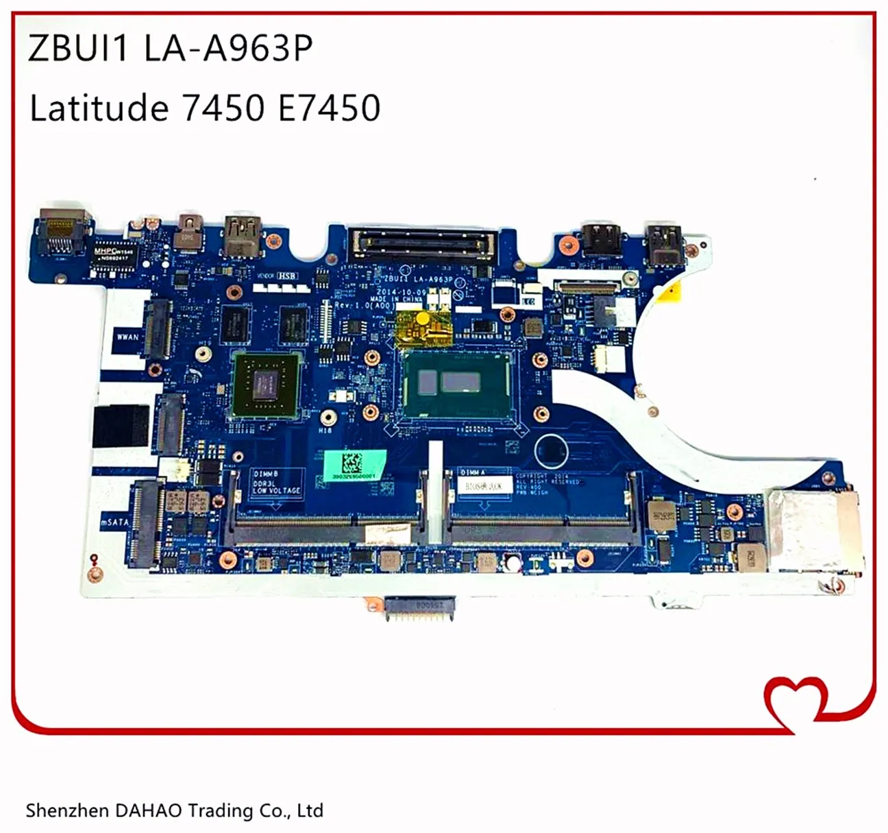 

CN-0HVV96 0HVV96 For DELL Latitude 7450 E7450 Laptop Motherboard With i5-5300U GT840M 2G-GPU ZBU11 LA-A963P Mainboard 100% Work