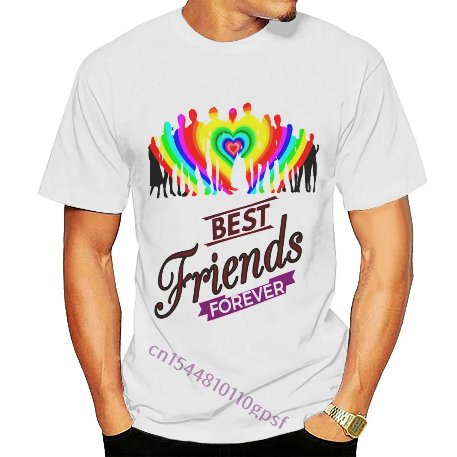 

Best Friends Forever White T-shirt Men T Shirt Round Collar Short Sleeve Tee Shirts Top Tee