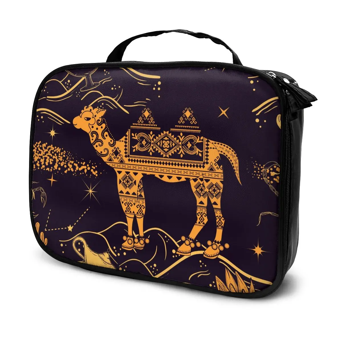

Women Cosmetic Bag Bohemian Camel Desert Cactus Lamp Make Up Organizer Bag Travel Cosmetic Case for Female Storage Toiletry Bag