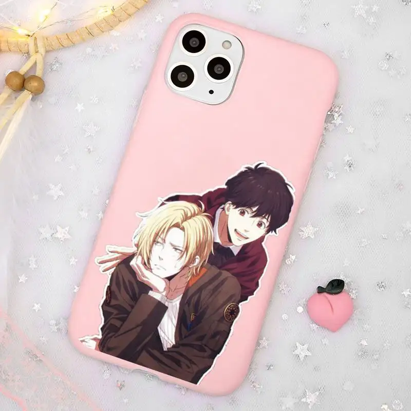 

Banana Fish Anime Phone Case Candy Color Pink for iPhone 11 pro XS MAX 8 7 6 6S Plus X 5S SE 2020 XR